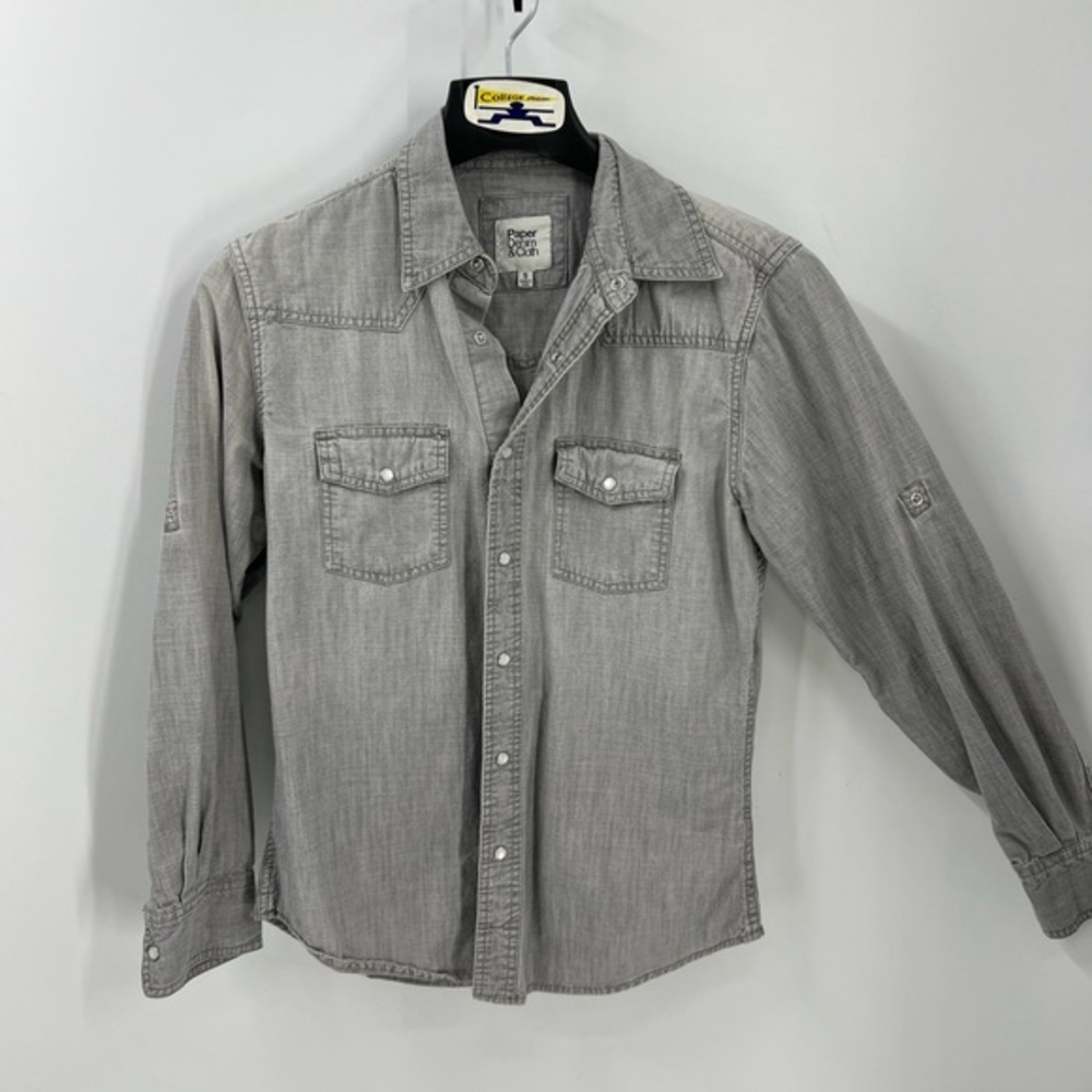 Paper denim and cloth  cotton western style pearl snap tab sleeve unisex shirt S